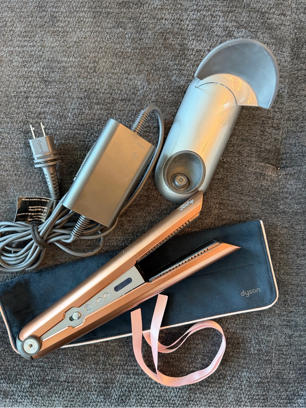Dyson Corrale Rose Gold Nickel Hair Straightener with Charging Dock and Charger
